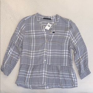 Abercrombie & Fitch Gray Plaid Peplum Shirt Size S